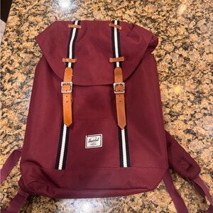 Herschel Supply Company Burgundy Backpack with Brown Straps
